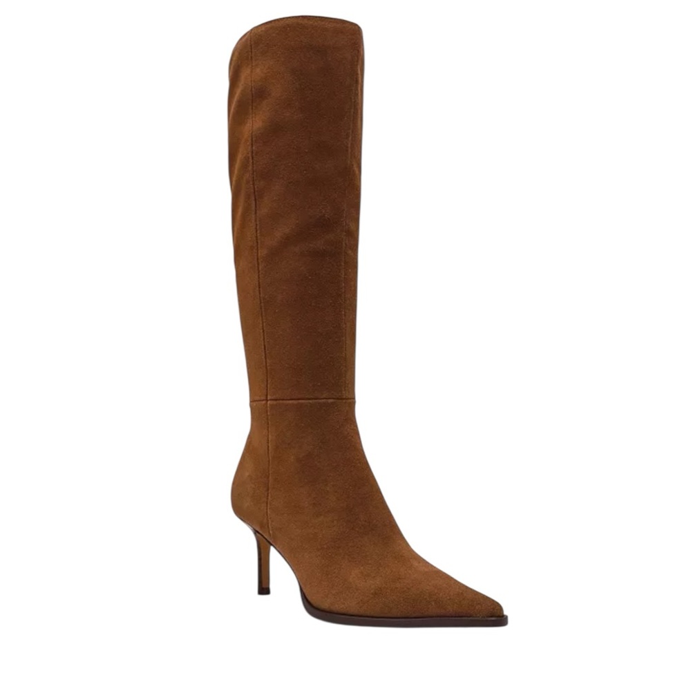 New Steve Madden Suede Lingo Knee-High Pointed-Toe Stiletto Dress Boots